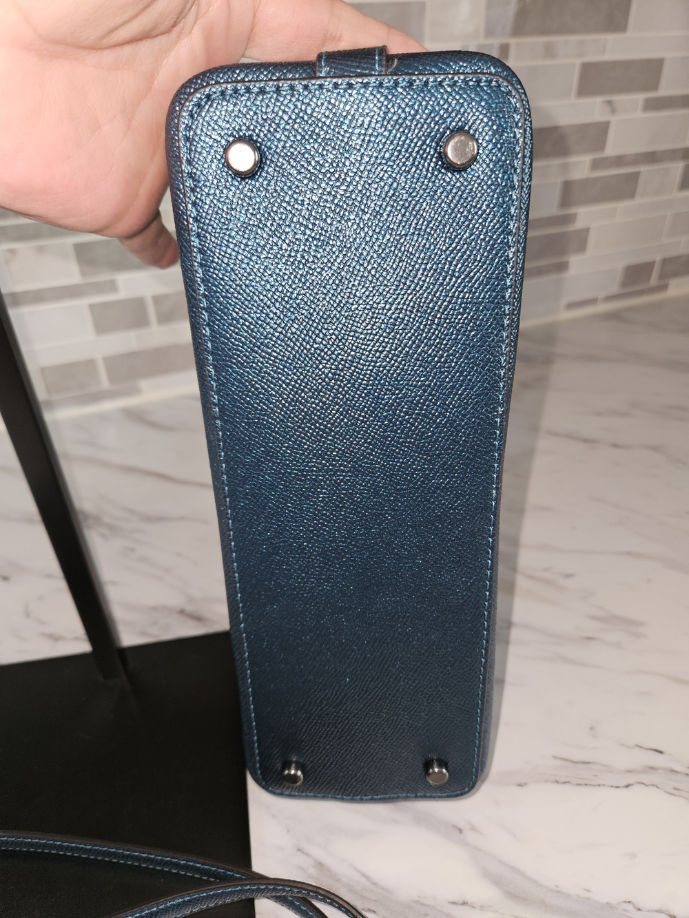 Coach Blue Metallic Mini Satchel with Removable Strap - Picture 4 of 9